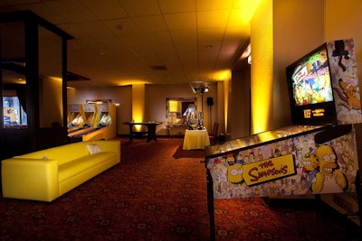 Upstairs, guests could play an array of Simpsons-logo games.