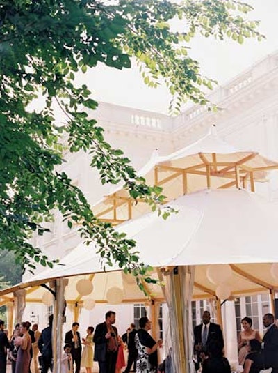 In 2011, Sperry Tents (508.748.1792, sperrytents.com) in Rochester, Massachusetts, introduced the Sperry Pavilion. The bilevel unit has an ivory sailcloth top and wood framing, with a fabric cupola overhead that adds height to the tent as well as a unique design element. It can be fully sided and enclosed when needed.
