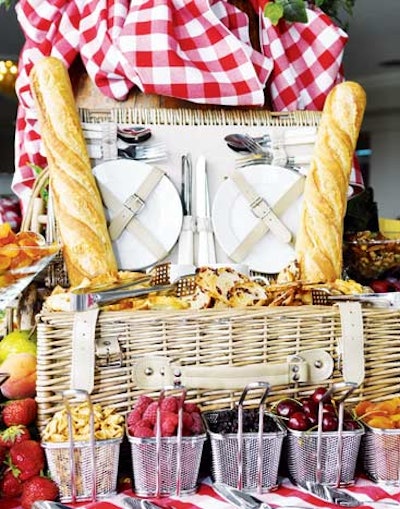 Fruit, bread, and cheese display, by en Ville Event Design & Catering (416.533.8800, enville.com) in Toronto