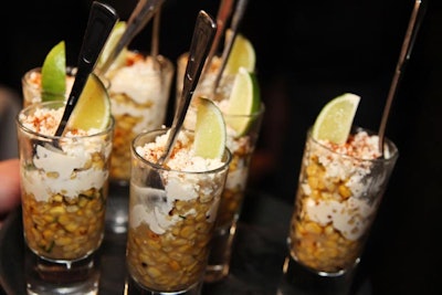 Pulqueria, a Mexican restaurant run by the owners of Apotheke, provided small bites, including savory parfaits of grilled corn and queso fresco, and mini tostadas with ceviche-style tuna and avocado.