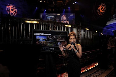 Throughout the concert, the M.C.'s provided a break between the musical acts and spoke about the different elements of the Total Rewards program. In front of one of the touch-screen stations that showcased Caesars Entertainment offerings, New York M.C. Mel B. invited guests to sign up as well as text to enter a sweepstakes competition.