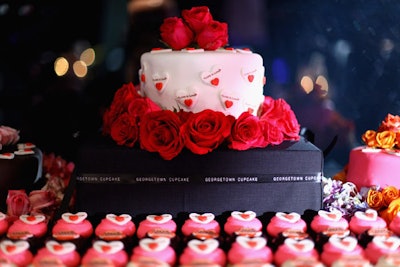 For dessert, Georgetown Cupcake supplied an array of its sweet treats for guests, which were displayed on a buffet-style table near the wedding cake.