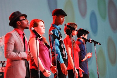 After dinner, there was a poetry slam. The poets performed a piece written using words that renown Canadians had submitted about stem cell research. The key words popped onto the screen as they were said.