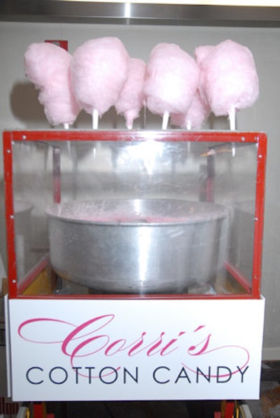 A custom cotton candy station held McFadden's favorite dessert.