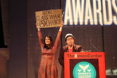 Priscilla Grim (pictured, left), creator and co-editor of We Are the 99 Percent, won the award for best microblog of the year on Tumblr.