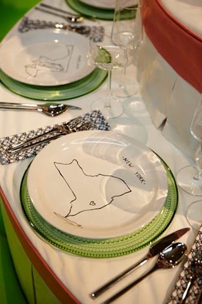 At Dufner Heighes' marriage-equality-themed display, each seat at the table had a plate depicting one of the states that has legalized gay marriage.