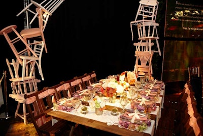 Led by Isabel and Ruben Toledo, New York University students put together a table with a shabby-chic theme.