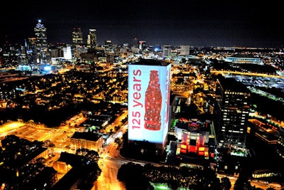 The 3-D projections mapped to Coca-Cola’s 26-story headquarters in Atlanta during the 125th anniversary celebrations