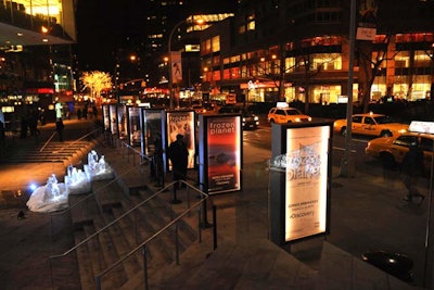 Outside Alice Tully Hall, the organizers utilized the performing arts center's illuminated signboards to display ads for the new series.