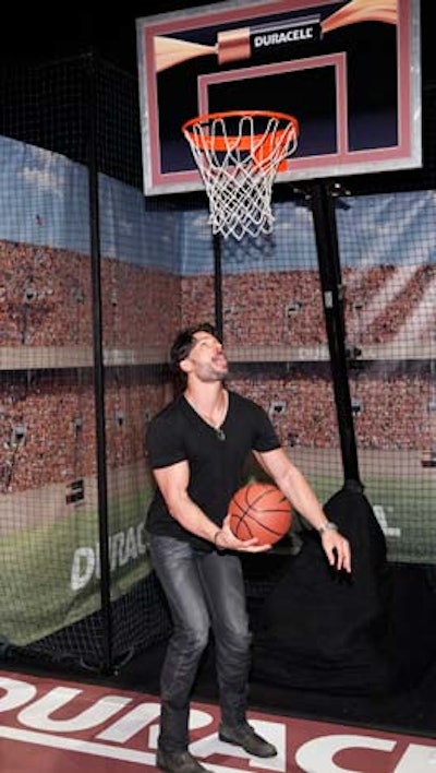 A basketball hoop marked with Duracell imagery stood in the largest section of the battery brand's 'Rely On Copper to Go for the Gold' launch. The event, which unveiled a new Olympic Games program, decorated Stage 37 with stadium-like visuals.