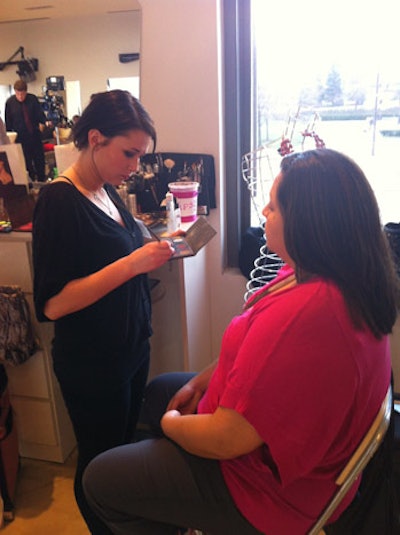 Freelance makeup artists offered applications. Guests could book time slots to have their faces done.