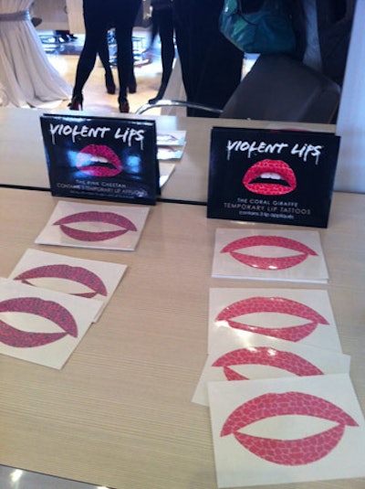At one station, guests could get Violent Lips applications. The temporary lip tattoos come in funky patterns including pink giraffe and purple cheetah.