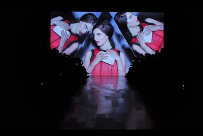 As part of last year's Mercedes-Benz start-up competition, label Martin Lim won a spot at this season's Fashion Week. The show opened with a video presentation.