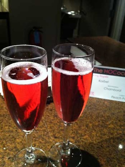 The specialty cocktail, dubbed the 'HOC Spring Royale,' mixed Korbel champagne with Chambord and peach schnapps. The bar also offered wine from Sonoma-Cutrer Vineyards.