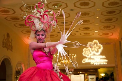 Stiltwalkers added a whimsical aspect to the party.