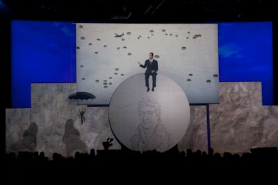 Organizers used the same room for the closing session and for all of the general sessions, which allowed them to make use of the large screens multiple times. For the opening session, Corporate Magic created a three-dimensional video that included Prudential Real Estate president Earl Lee.