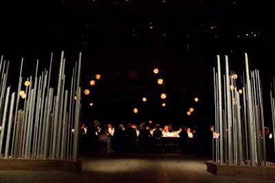 At the conclusion of cocktails, the rear wall opened to allow guests to enter the dinner area.