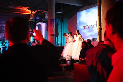 Performers in white dresses recalled the ethereal characters of Greek mythology.