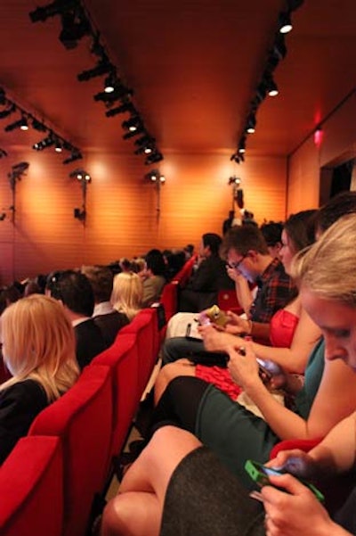 At a glance, the attendees in the theater might have appeared unengaged, but many were, in fact, tweeting about the awards. An on-site task force promoted comments made via Twitter to a live feed that was displayed on screens at the event.