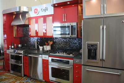 Sponsor G.E. displayed its Café series of appliances in a lounge area outside the ballroom.