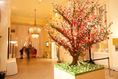 A paper cherry blossom tree served as the focal point of the entryway.