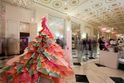 Sponsor Macy's created an origami-inspired paper dress for a mannequin.