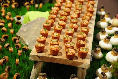 Cups mimicking flower pots were stuffed with shrimp salad topped with sprouting greens.