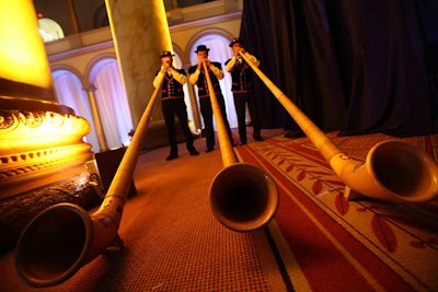 Alp horn players performed as guests arrived and helped announce dinner.
