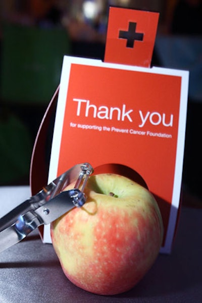 Guests received a Swiss apple and peeler, along with Lindt chocolates, upon leaving.