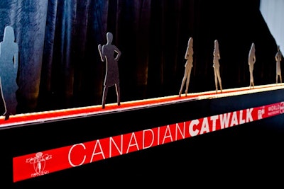The theme for this season's show is Canadian Catwalk, and, in a nod to this, silhouettes line one wall of the tent.