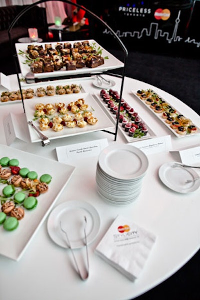 At the Stylicity reception, Presidential Gourmet served bites with playful names, including French 'muse macaroons,' 'designer dark chocolate truffle cake,' and 'chic chevre cheesecake.'