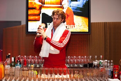 Shiraz Events set up two bars at the event, each named for the new scent Old Spice was introducing. The design (and bartender outfits) of these areas matched the moniker of the fragrance, with a sport motif for the 'Champion bar' and a hunting lodge-like scene for the 'Danger Zone bar.'