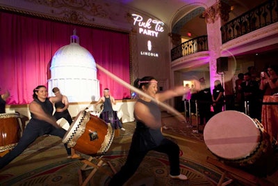 Traditional Japanese Taiko drummers performed early in the evening.