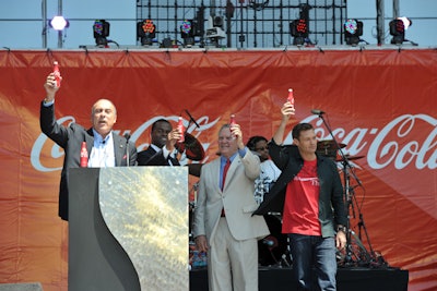 The concert kickoff with Coca-Cola Company chairman and C.E.O. Muhtar Kent, Georgia Governor Nathan Deal, Atlanta Mayor Kasim Reed, and host Ryan Seacrest