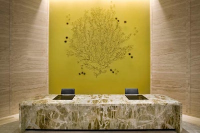 The reception desk at the entrance of the 14,000-square-foot Remede Spa.