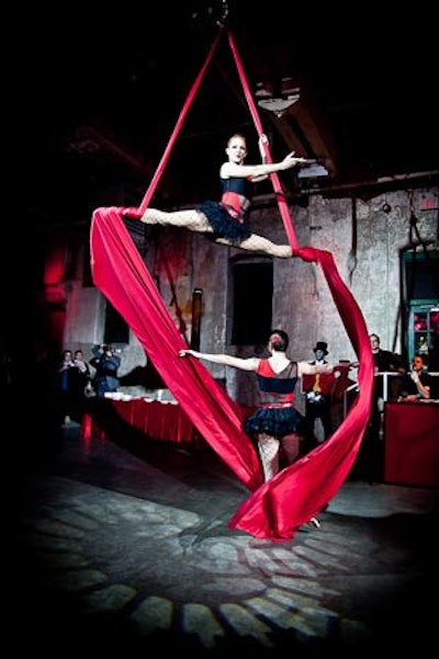 Aerialists from Lady Luck Productions performed during the event.