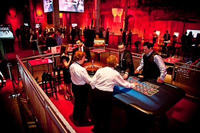 Guest could play roulette in a casino-style section of the event.