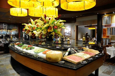 The prix fixe includes the salad bar, with items such as smoked salmon, hearts of palm, prosciutto, and a variety of cheese.