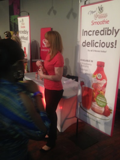 V8 provided samples of its new VFusion smoothie, which comes in mango, strawberry-banana, and wild berry.