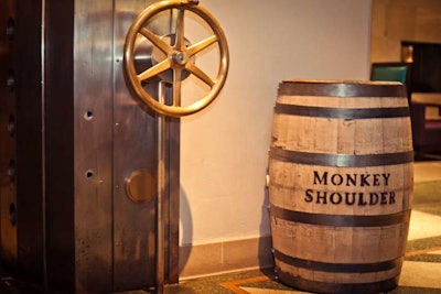 Branded barrels decorated the space.