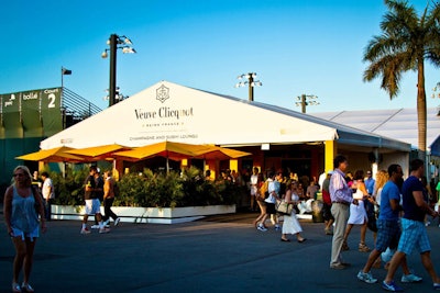 The Serve Veuve lounge offered tennis fans champagne, sushi, and shade.