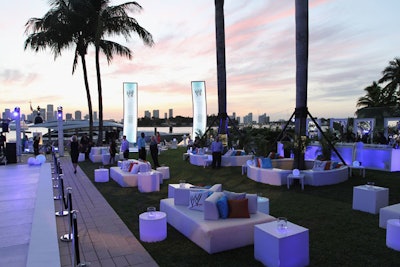 Low-slung lounge areas were set up along the property's back deck and garden.