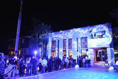 The pool was covered in plexiglass and transformed into a fashion runway and dance floor.