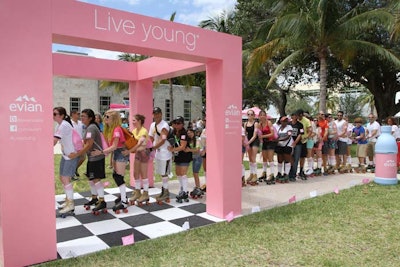 Participants broke the world record for longest conga line on wheels.