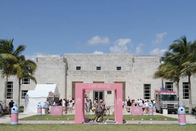 Evian's pop-up roller-skating party was held at Collins Park in Miami Beach.