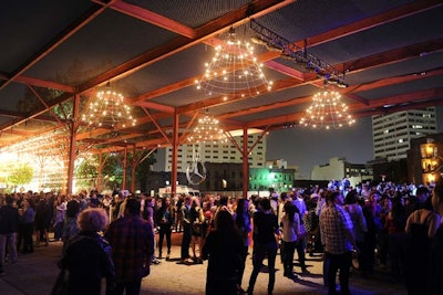 Guests filled the outdoor space at the Geffen Contemporary at MOCA for the party to kickoff 'Transmission L.A.: A.V. Club,' curated by Mike D.