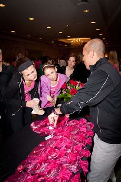 Keepsakes were offered in bright pink bags, reflecting the charity's name and signature hue.