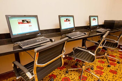 The new tower has a business center with four work stations.