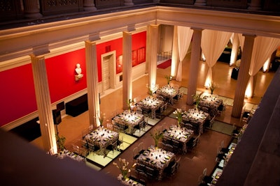 Corcoran Gallery of Art North Atrium set with square tables.