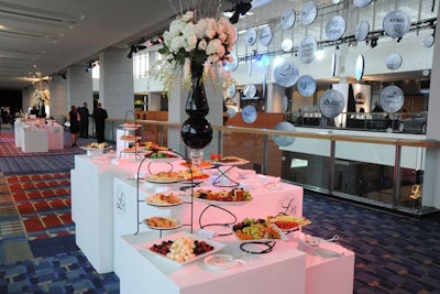 Guests grazed on a crudité spread in the silent-auction area before dinner.